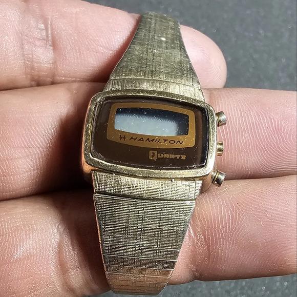 Hamilton Quartz 10K R.G.P. Digital Watch Not Working For PARTS/REPAIR No Back - Picture 1 of 10